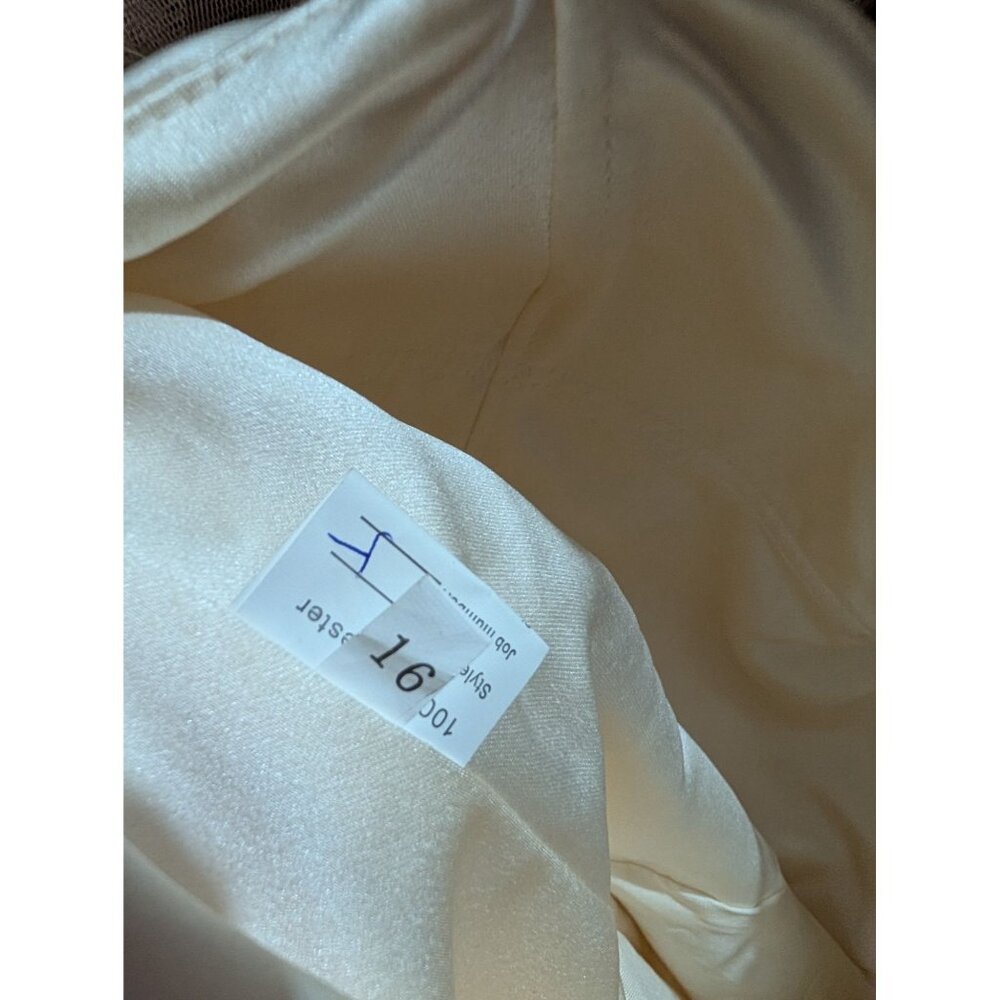 Embroidered Ivory High-Low Dress Floral  Sheer Overlay Formal Prom sz 16 (slim) - Picture 4 of 6